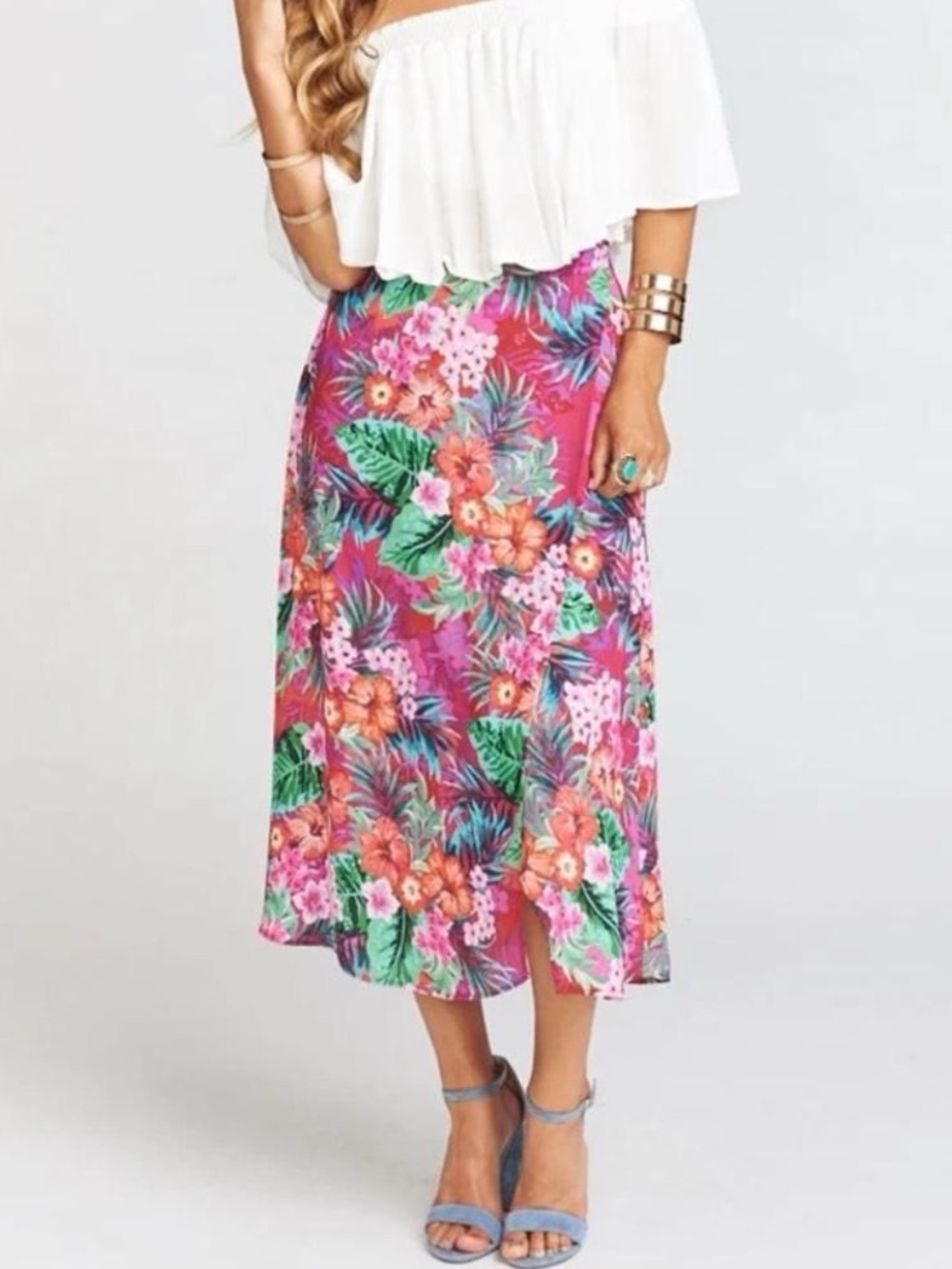 Show Me Your Mumu Pink Aloha Flirt MIDI  Skirt